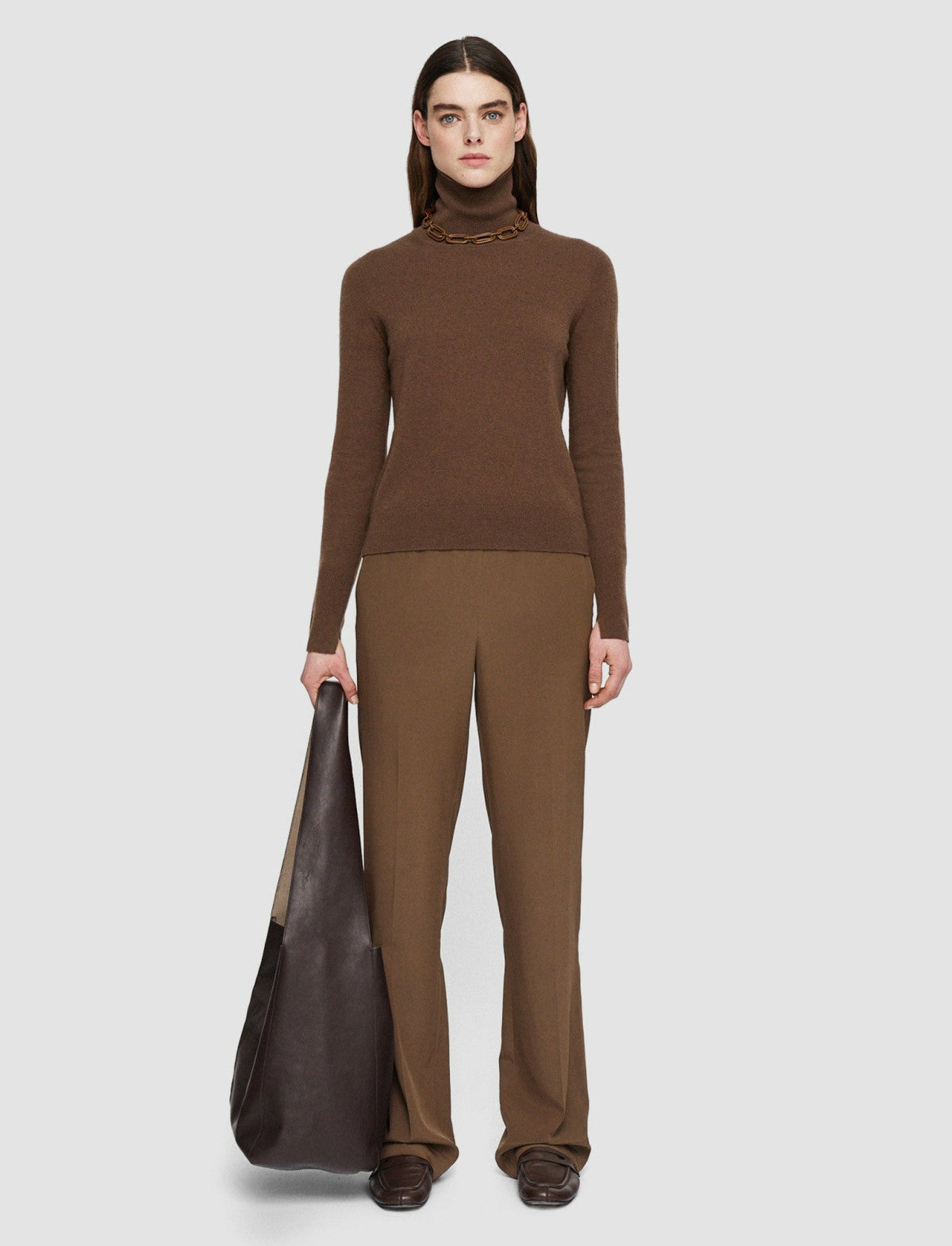 JOSEPH Fashion Women Light Pure Cashmere High Neck Jumper Arabica