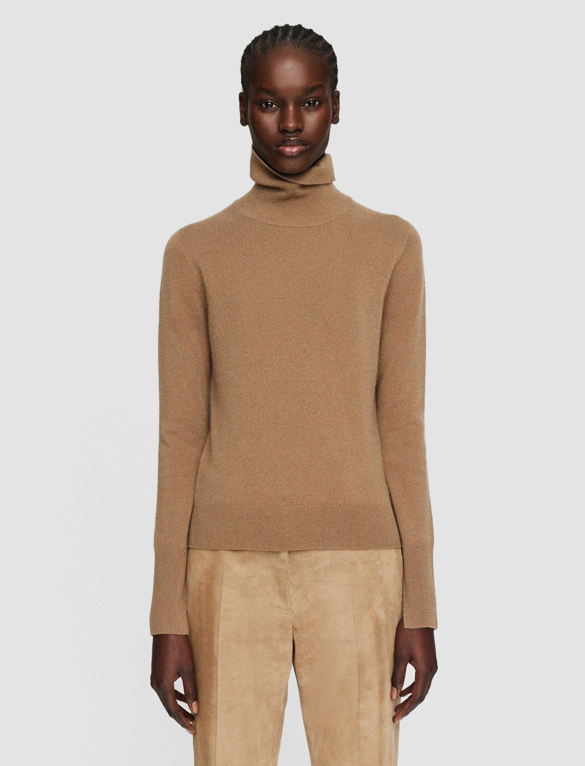 JOSEPH Fashion Women Light Pure Cashmere High Neck Jumper Oak
