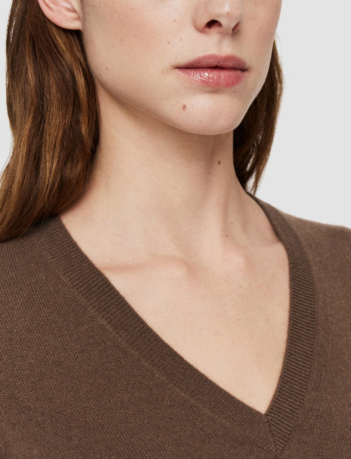 JOSEPH Fashion Women Light Pure Cashmere V Neck Jumper Arabica