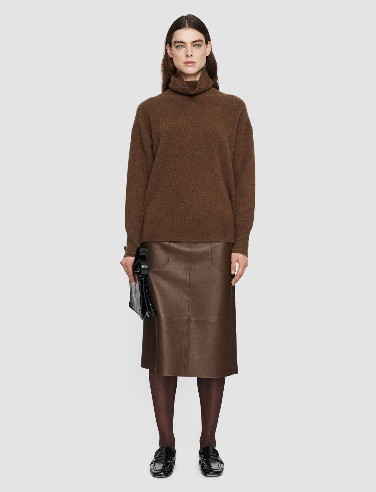 JOSEPH Fashion Women Brushed Cashmere High Neck Jumper Arabica