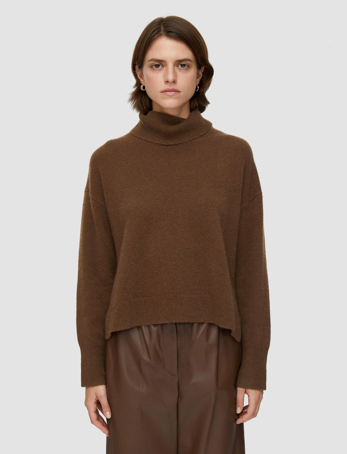 JOSEPH Fashion Women Brushed Cashmere High Neck Jumper Arabica