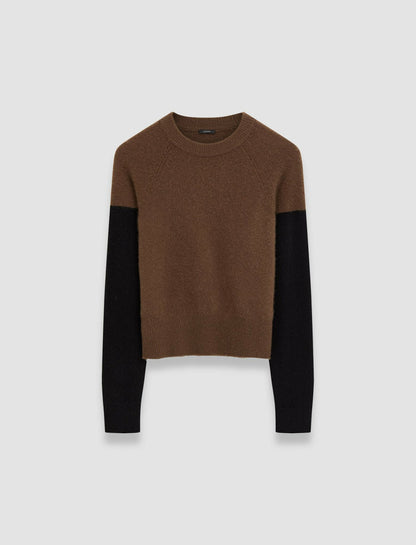 JOSEPH Fashion Women Brushed Cashmere Round Neck Jumper Arabica/Black