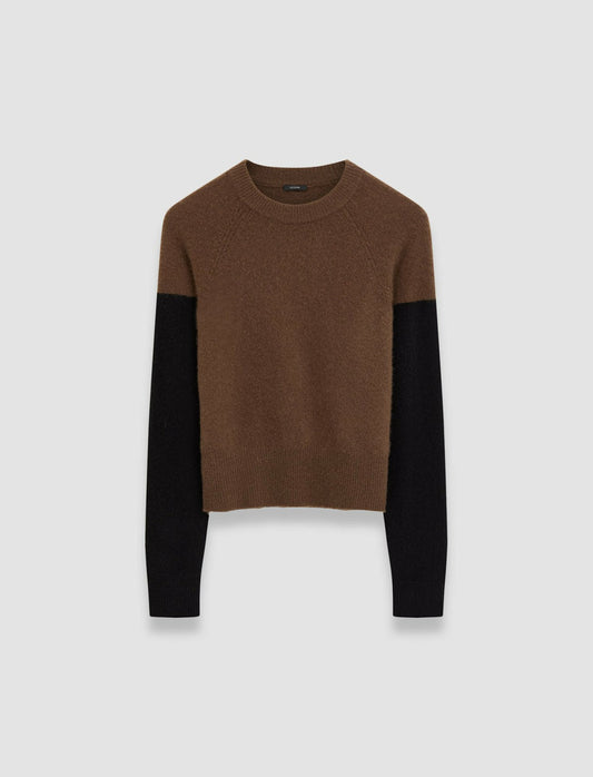 JOSEPH Fashion Women Brushed Cashmere Round Neck Jumper Arabica/Black