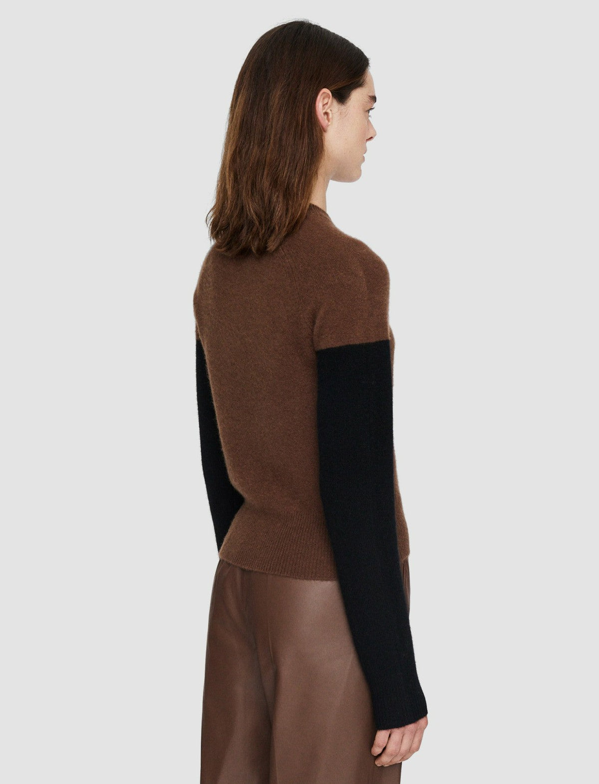 JOSEPH Fashion Women Brushed Cashmere Round Neck Jumper Arabica/Black