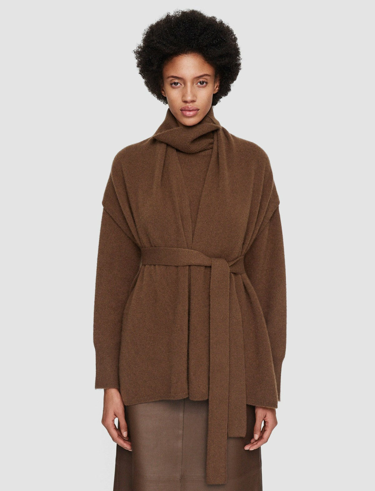 JOSEPH Fashion Women Brushed Cashmere Sleeveless Wrap Arabica