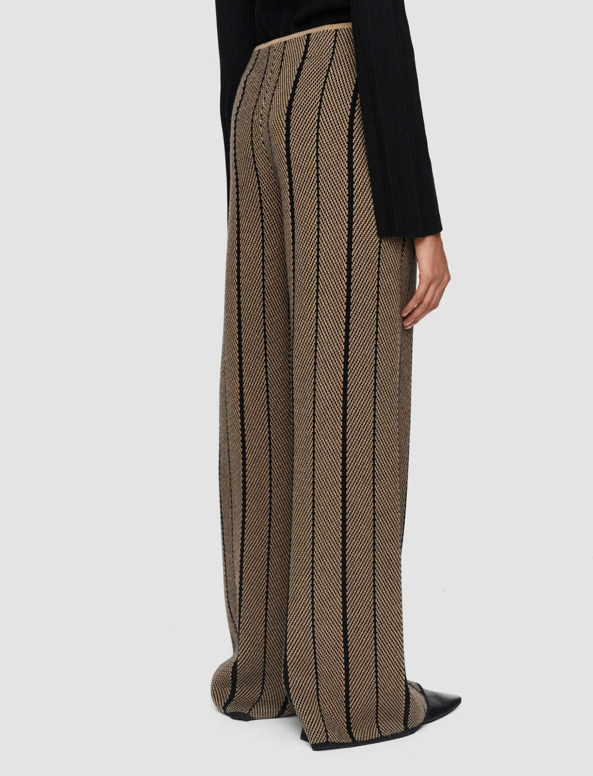 JOSEPH Fashion Women Chevron Jacquard Knitted Trousers Black/Oak