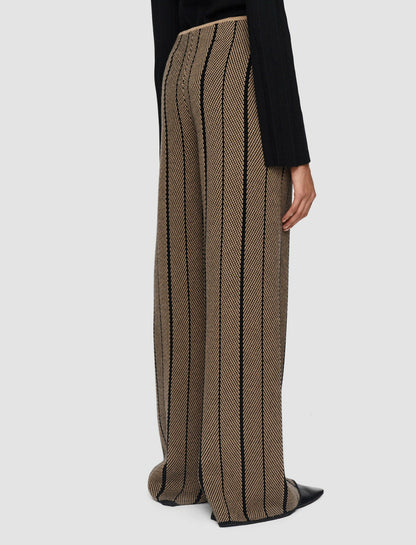 JOSEPH Fashion Women Chevron Jacquard Knitted Trousers Black/Oak