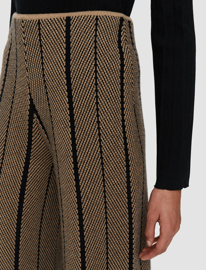 JOSEPH Fashion Women Chevron Jacquard Knitted Trousers Black/Oak
