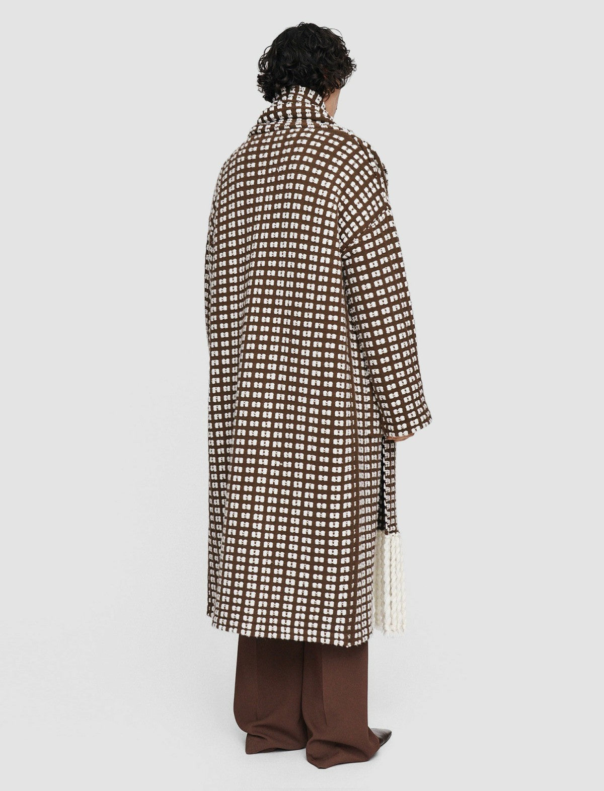 JOSEPH Fashion Women Waffle Knit Scarf Coat Ivory/Arabica