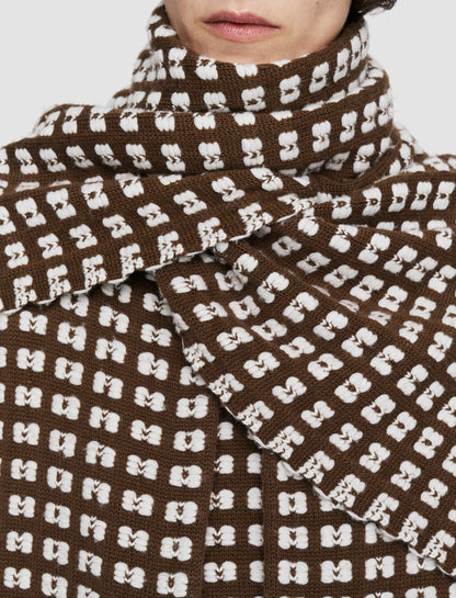 JOSEPH Fashion Women Waffle Knit Scarf Coat Ivory/Arabica