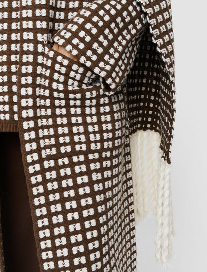 JOSEPH Fashion Women Waffle Knit Scarf Coat Ivory/Arabica