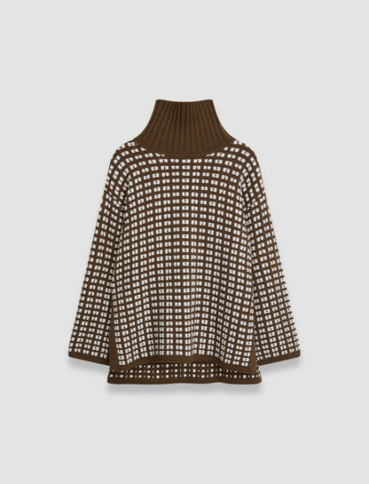 JOSEPH Fashion Women Waffle Knit High Neck Jumper Ivory/Arabica