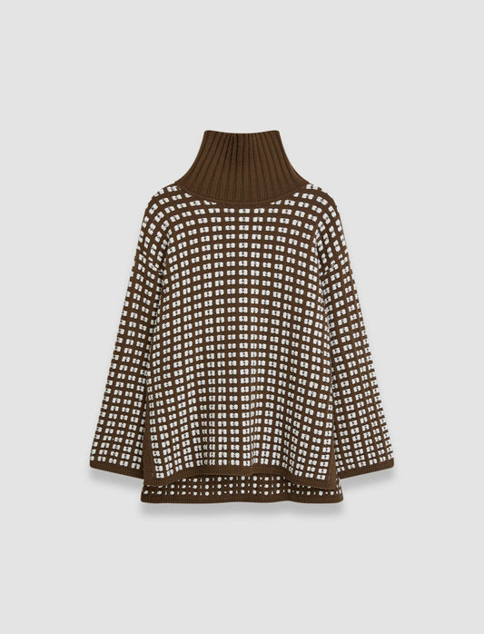 JOSEPH Fashion Women Waffle Knit High Neck Jumper Ivory/Arabica