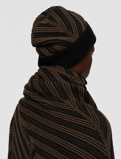 JOSEPH Fashion Women Chevron Ribbed Hat Arabica/Black