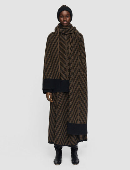 JOSEPH Fashion Women Chevron Ribbed Scarf Arabica/Black