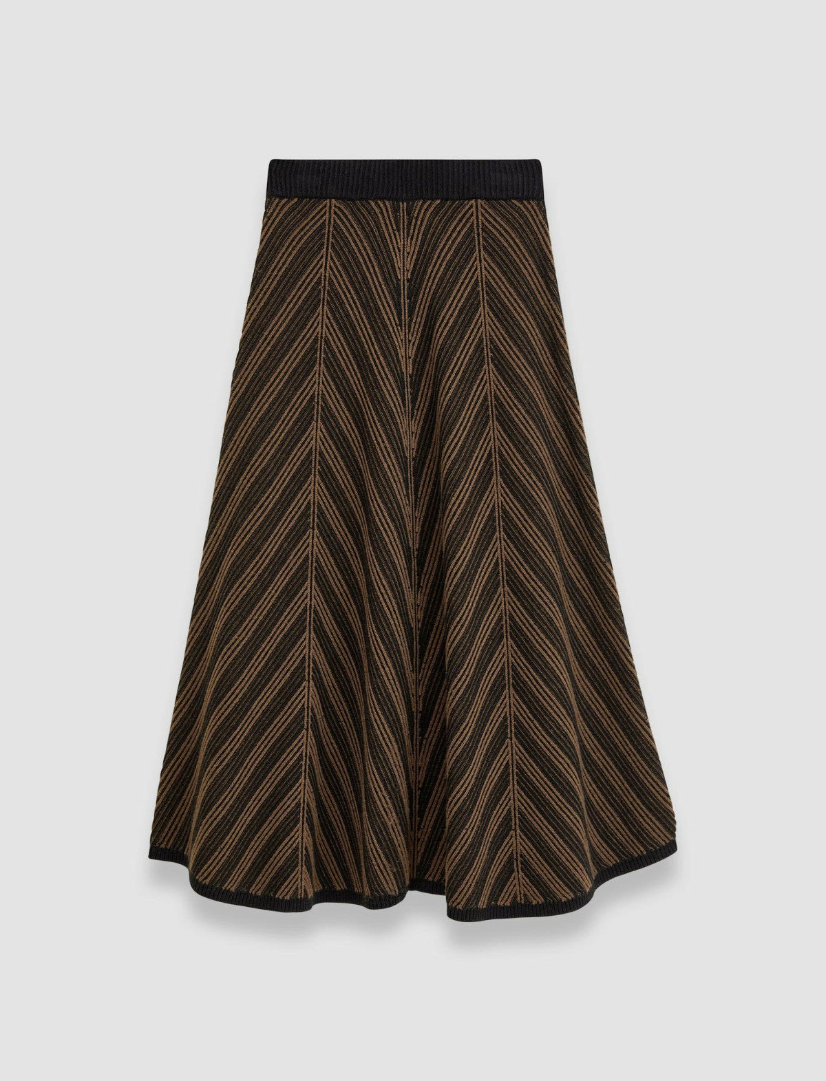 JOSEPH Fashion Women Chevron Ribbed Skirt Arabica/Black