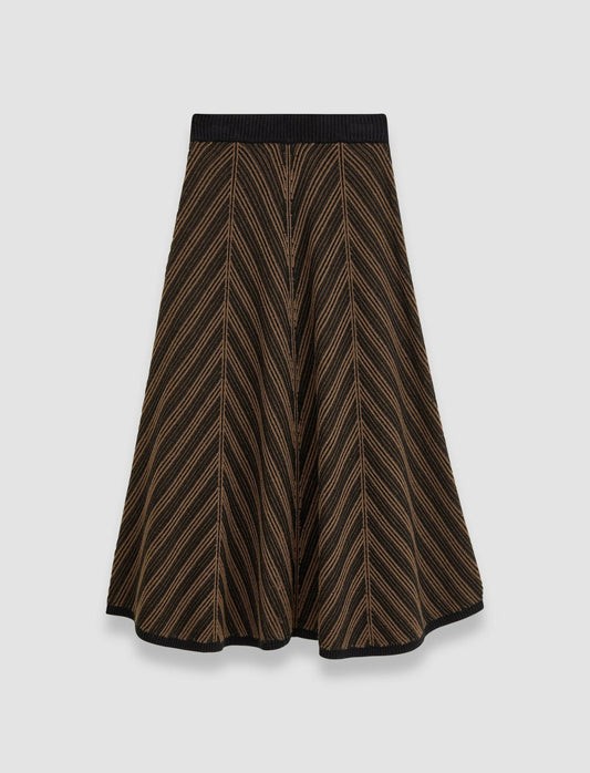 JOSEPH Fashion Women Chevron Ribbed Skirt Arabica/Black