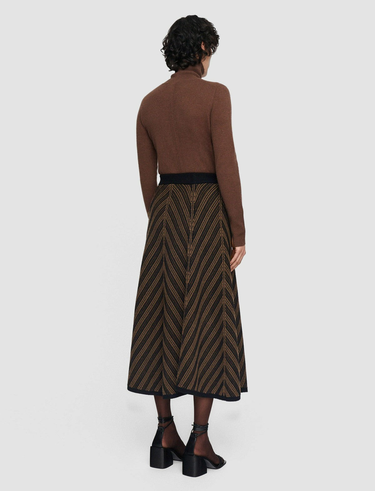 JOSEPH Fashion Women Chevron Ribbed Skirt Arabica/Black