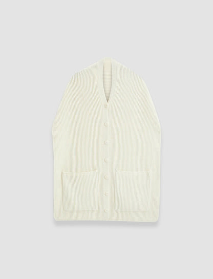JOSEPH Fashion Women Light Cardigan Stitch Button Scarf Ivory