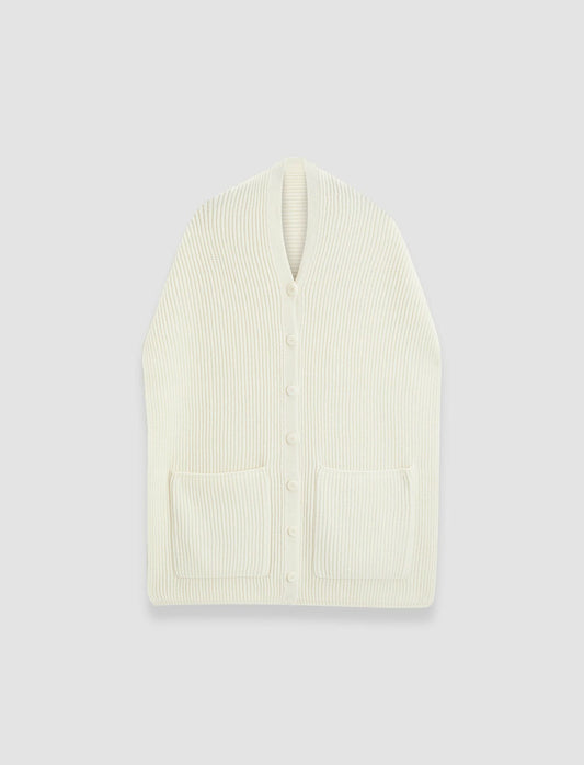 JOSEPH Fashion Women Light Cardigan Stitch Button Scarf Ivory