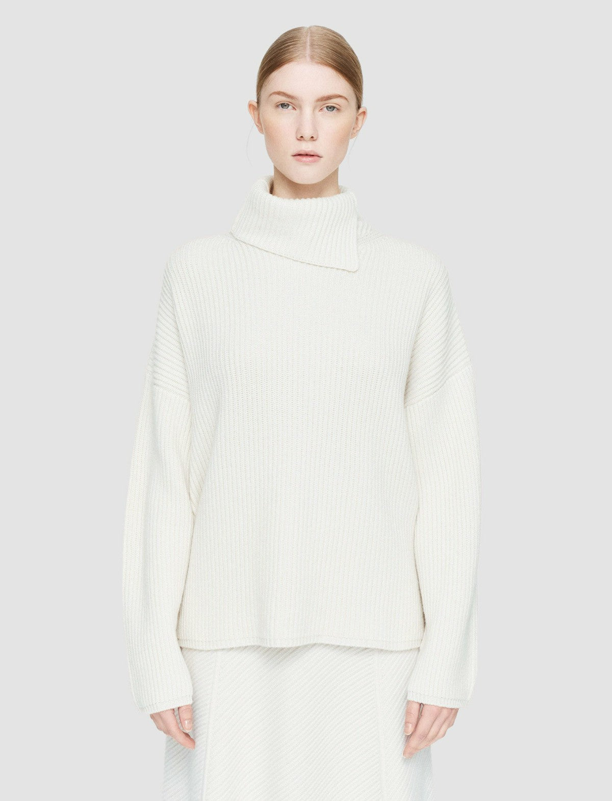 JOSEPH Fashion Women Light Cardigan Stitch High Neck Jumper Ivory
