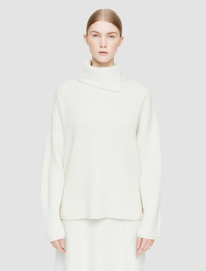 JOSEPH Fashion Women Light Cardigan Stitch High Neck Jumper Ivory