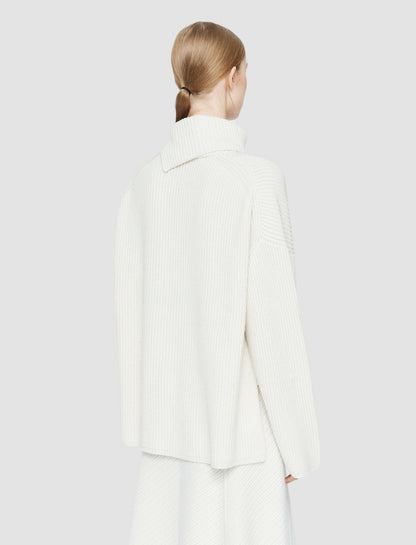 JOSEPH Fashion Women Light Cardigan Stitch High Neck Jumper Ivory