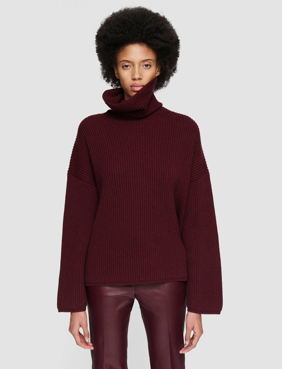 JOSEPH Fashion Women Light Cardigan Stitch High Neck Jumper Merlot