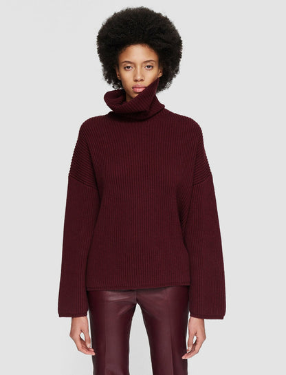 JOSEPH Fashion Women Light Cardigan Stitch High Neck Jumper Merlot