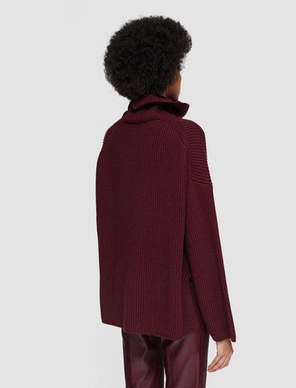 JOSEPH Fashion Women Light Cardigan Stitch High Neck Jumper Merlot