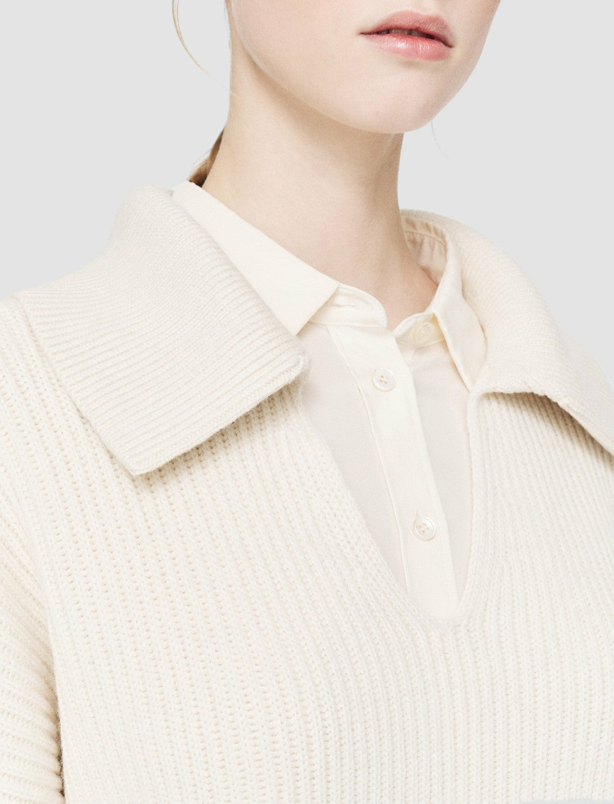 JOSEPH Fashion Women Light Cardigan Stitch Open Neck Jumper Ivory