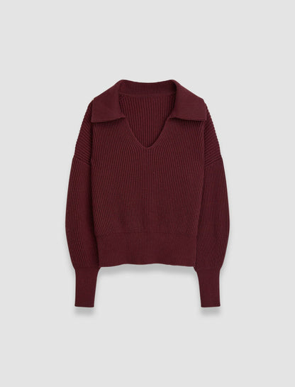 JOSEPH Fashion Women Light Cardigan Stitch Open Neck Jumper Merlot