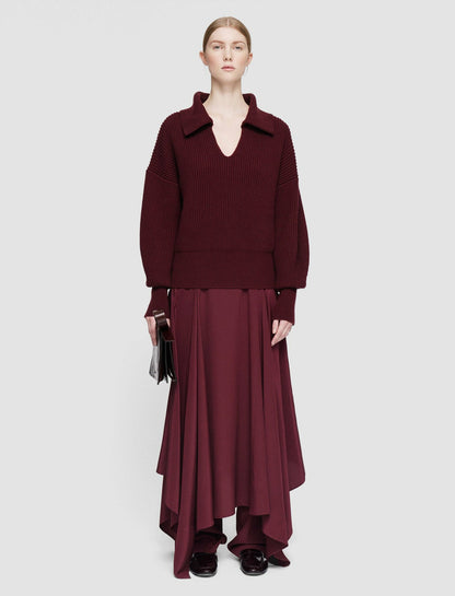JOSEPH Fashion Women Light Cardigan Stitch Open Neck Jumper Merlot