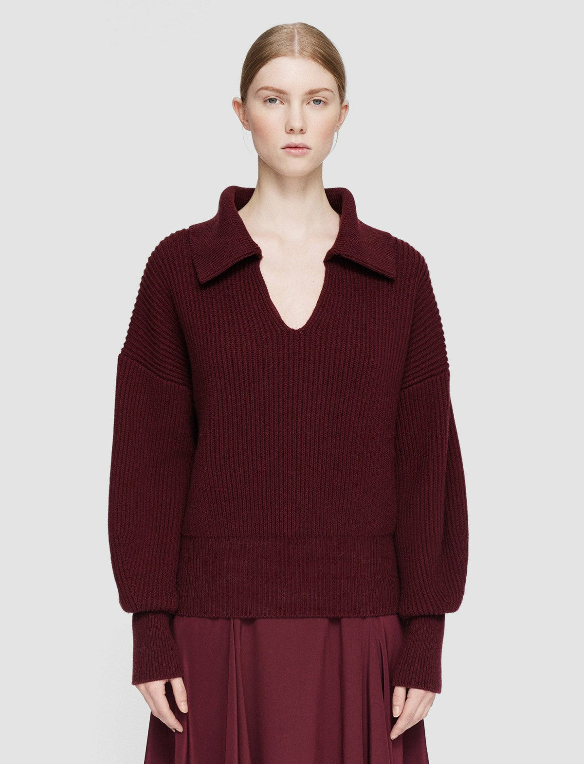 JOSEPH Fashion Women Light Cardigan Stitch Open Neck Jumper Merlot