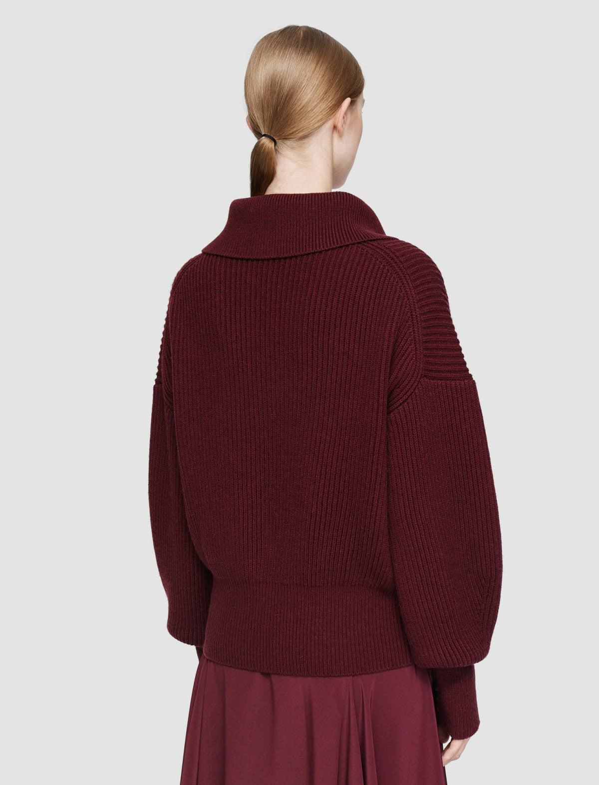 JOSEPH Fashion Women Light Cardigan Stitch Open Neck Jumper Merlot