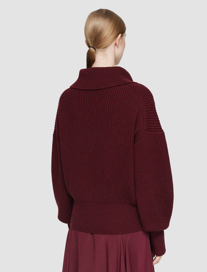 JOSEPH Fashion Women Light Cardigan Stitch Open Neck Jumper Merlot