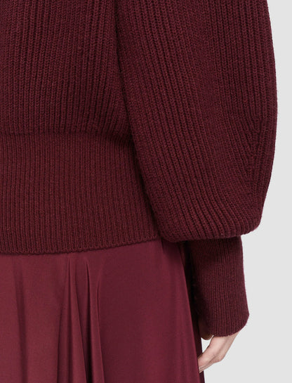 JOSEPH Fashion Women Light Cardigan Stitch Open Neck Jumper Merlot