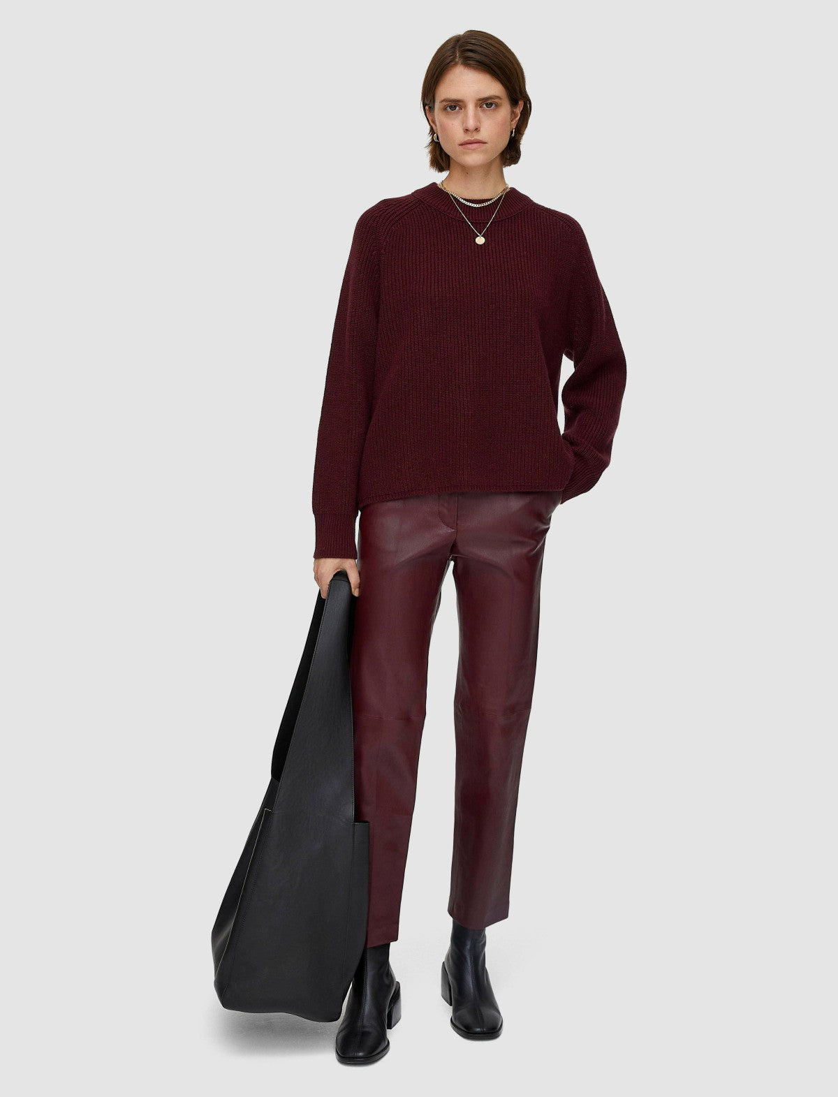 JOSEPH Fashion Women Light Cardigan Stitch Round Neck Jumper Merlot