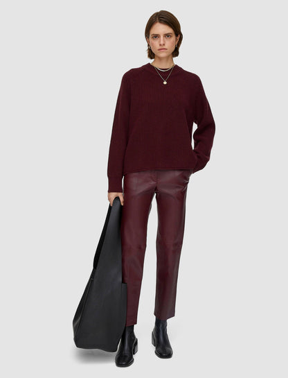 JOSEPH Fashion Women Light Cardigan Stitch Round Neck Jumper Merlot