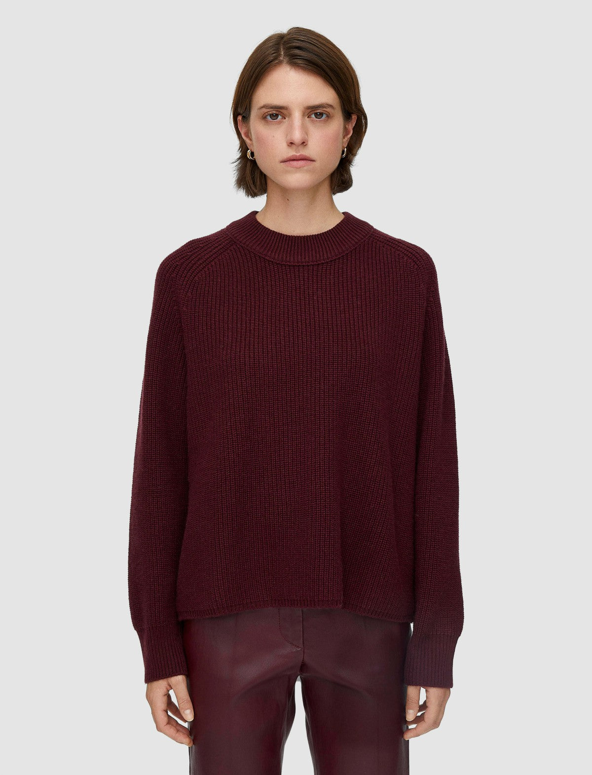JOSEPH Fashion Women Light Cardigan Stitch Round Neck Jumper Merlot