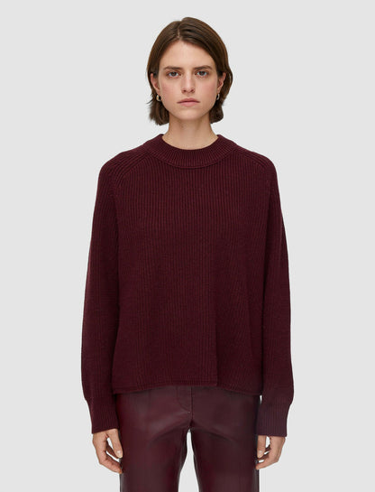 JOSEPH Fashion Women Light Cardigan Stitch Round Neck Jumper Merlot