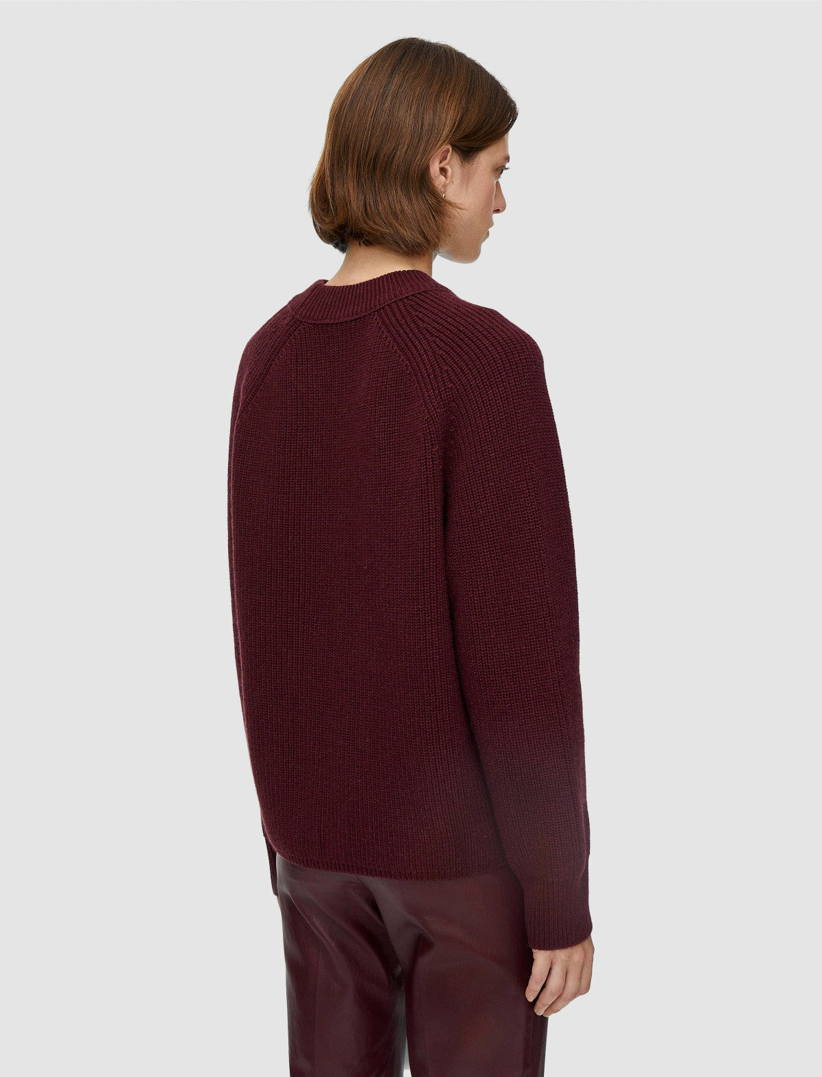 JOSEPH Fashion Women Light Cardigan Stitch Round Neck Jumper Merlot