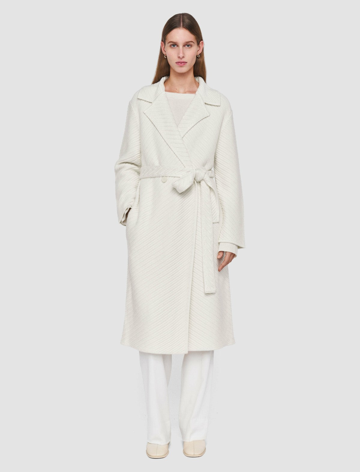 JOSEPH Fashion Women Diagonal Knit Coat Ivory