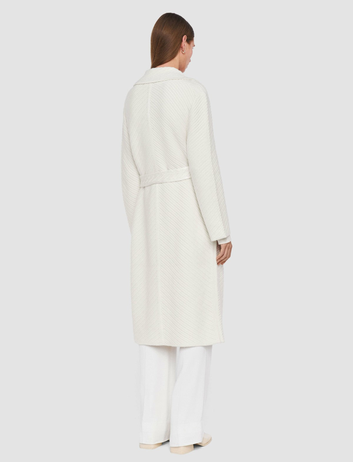 JOSEPH Fashion Women Diagonal Knit Coat Ivory