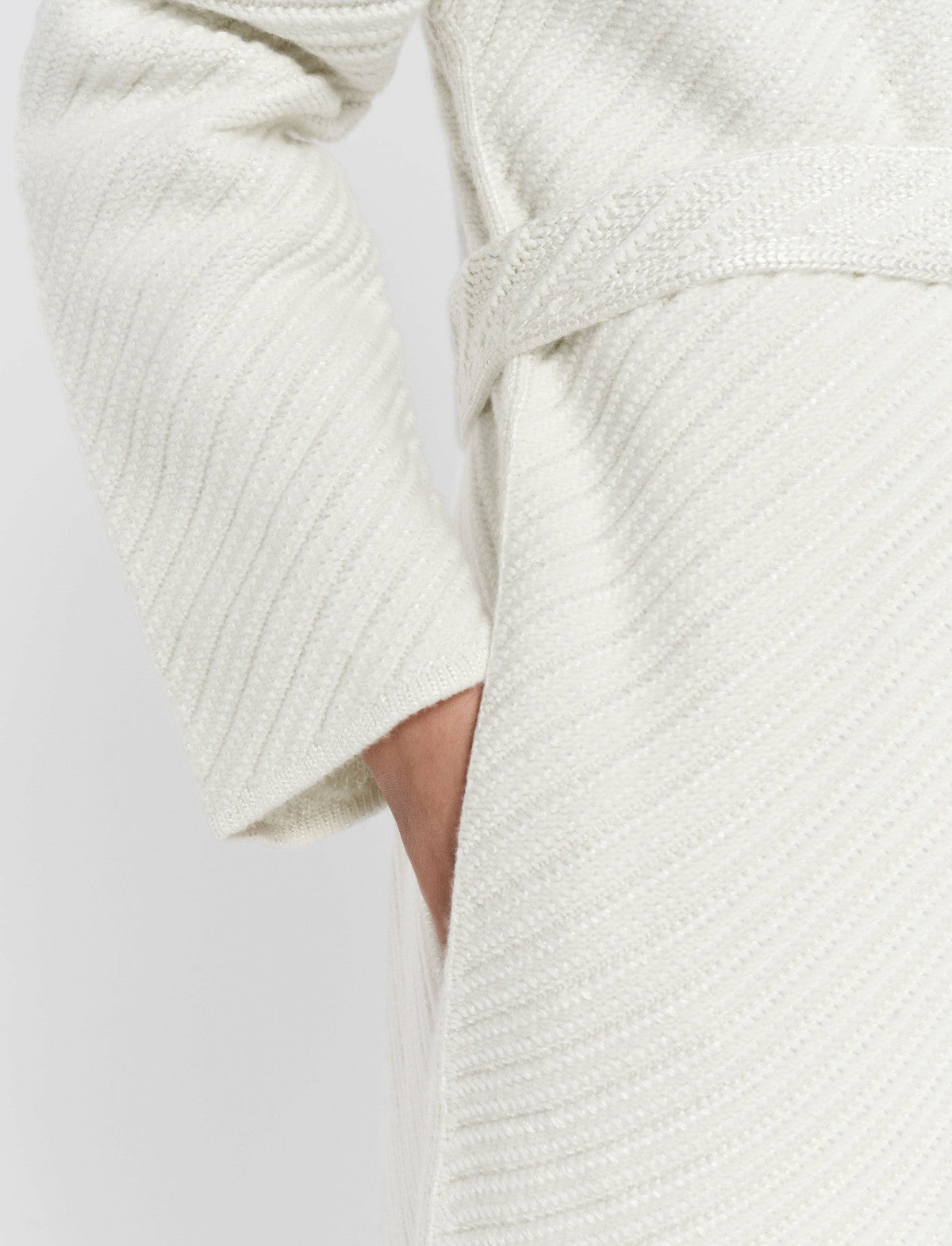 JOSEPH Fashion Women Diagonal Knit Coat Ivory