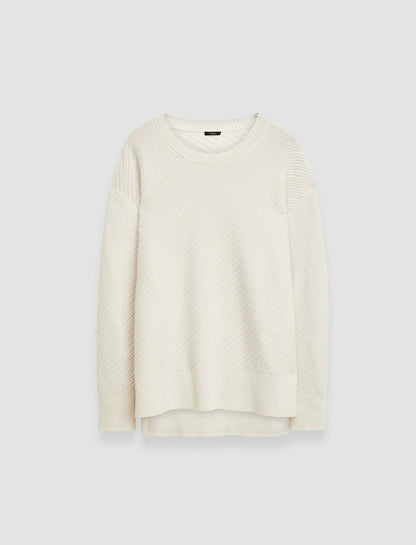 JOSEPH Fashion Women Diagonal Knit Round Neck Jumper Ivory