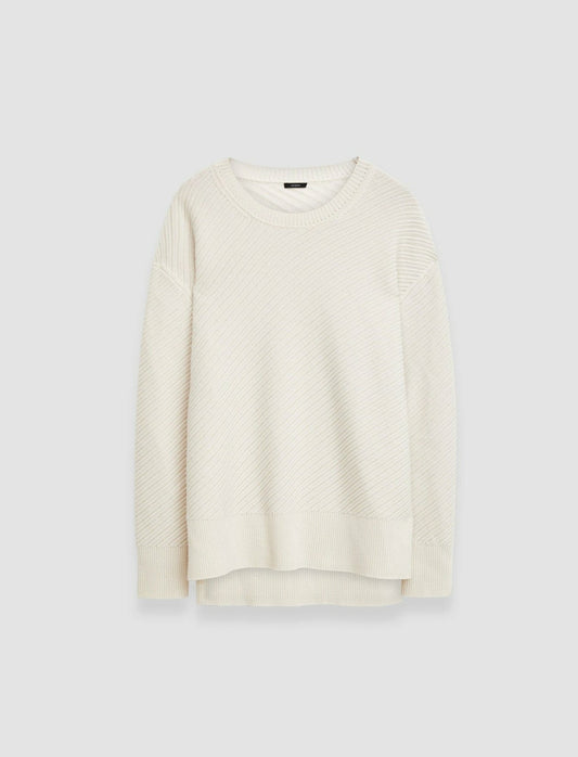JOSEPH Fashion Women Diagonal Knit Round Neck Jumper Ivory