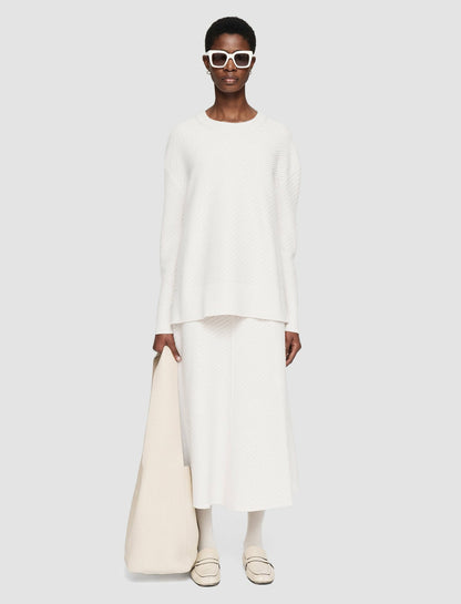 JOSEPH Fashion Women Diagonal Knit Round Neck Jumper Ivory