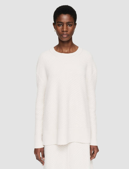 JOSEPH Fashion Women Diagonal Knit Round Neck Jumper Ivory