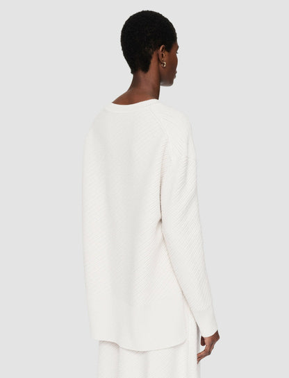 JOSEPH Fashion Women Diagonal Knit Round Neck Jumper Ivory